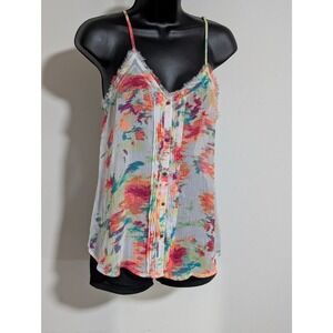 Arizona Jean Co.  White & Watercolor Print Cami Tank Top Blouse  – Size Small